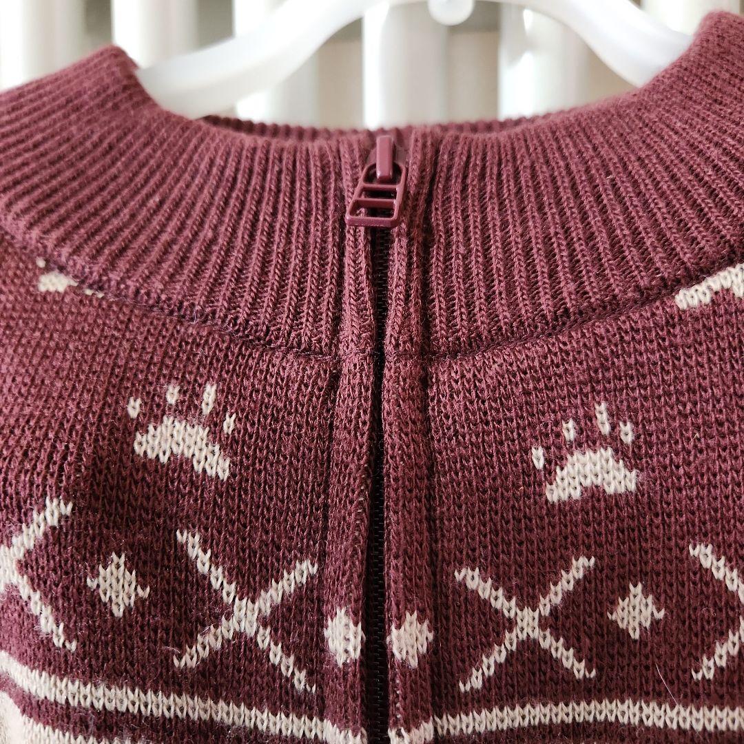 わちふぃーるどダヤンちゃんワインレッド ジップアップカーディガン
