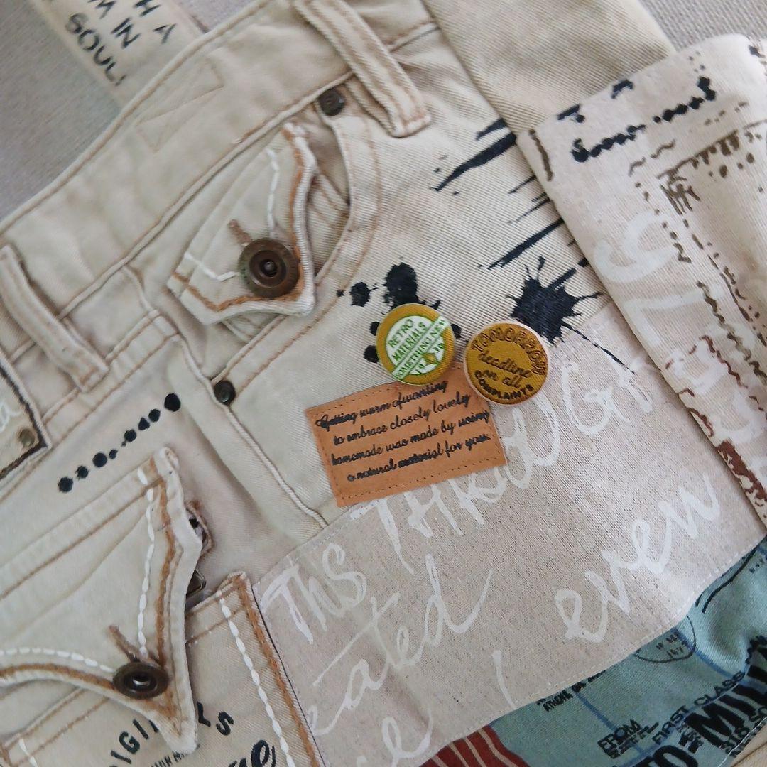 ベージュデニム大容量デザインバッグ