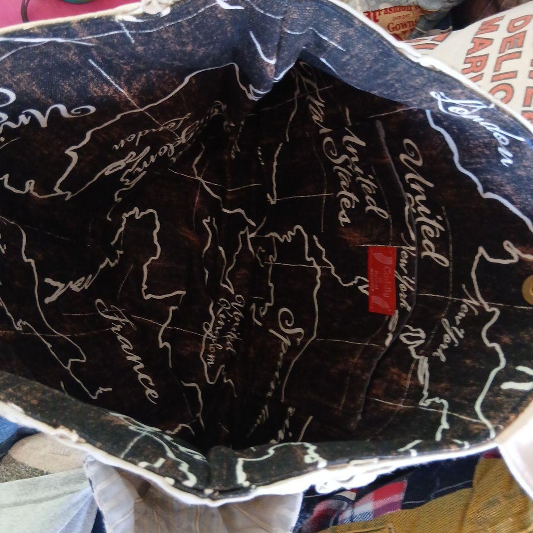 ベージュデニム大容量デザインバッグ