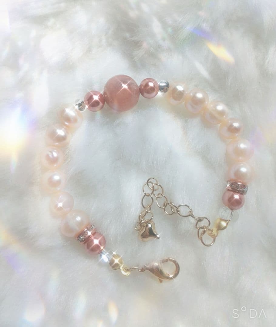 激レア/ムーンストーン×サンストーンのオトナ上品ブレスレット