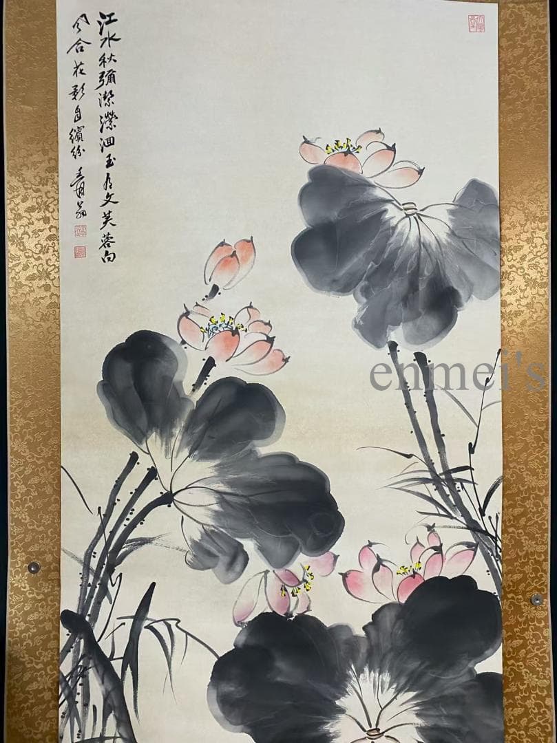 中国古美術 近代 張大千款 荷花白鷺画 水墨画 掛軸 宣紙 唐物 花鳥画 肉筆