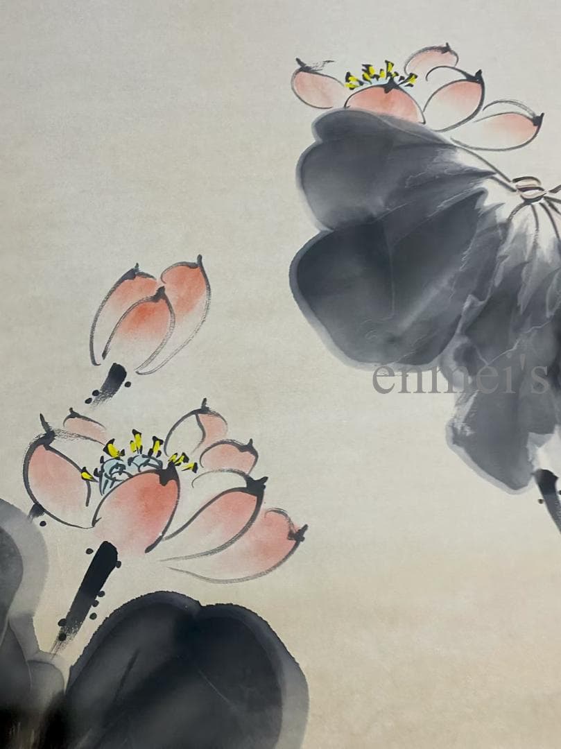 中国古美術 近代 張大千款 荷花白鷺画 水墨画 掛軸 宣紙 唐物 花鳥画 肉筆
