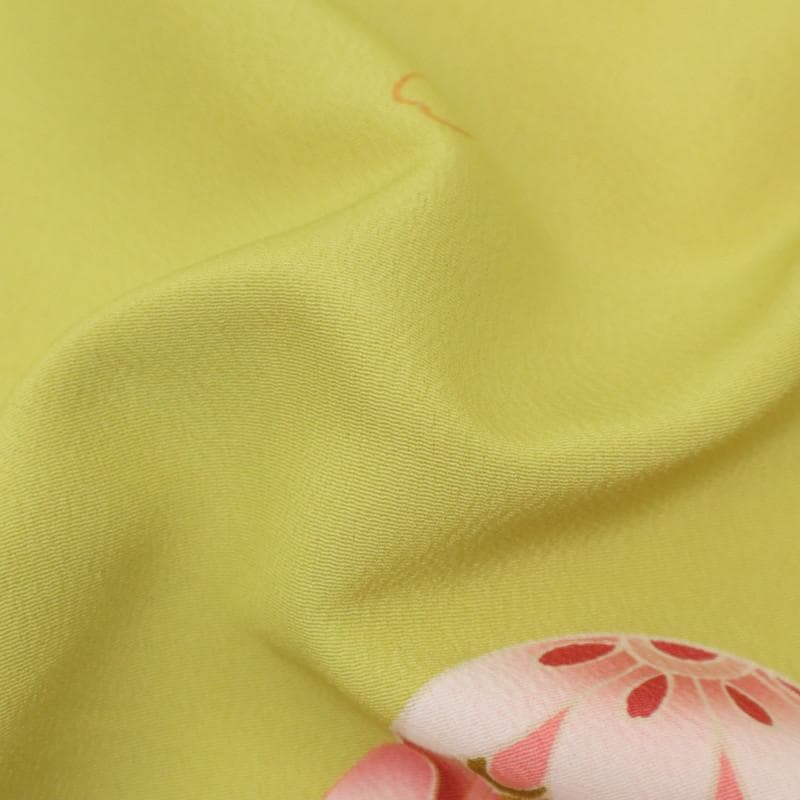 てるてる　お子様着物　毬ウサギ 黄緑色 化繊＋作り帯4点セット 11RG3