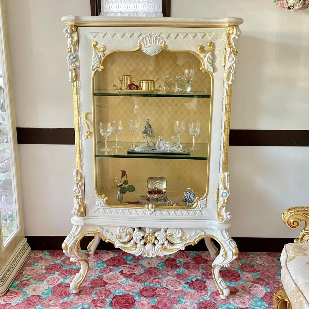 n3132r115 イタリア製 1ドアガラスキャビネット 繊細で美しい飾り棚