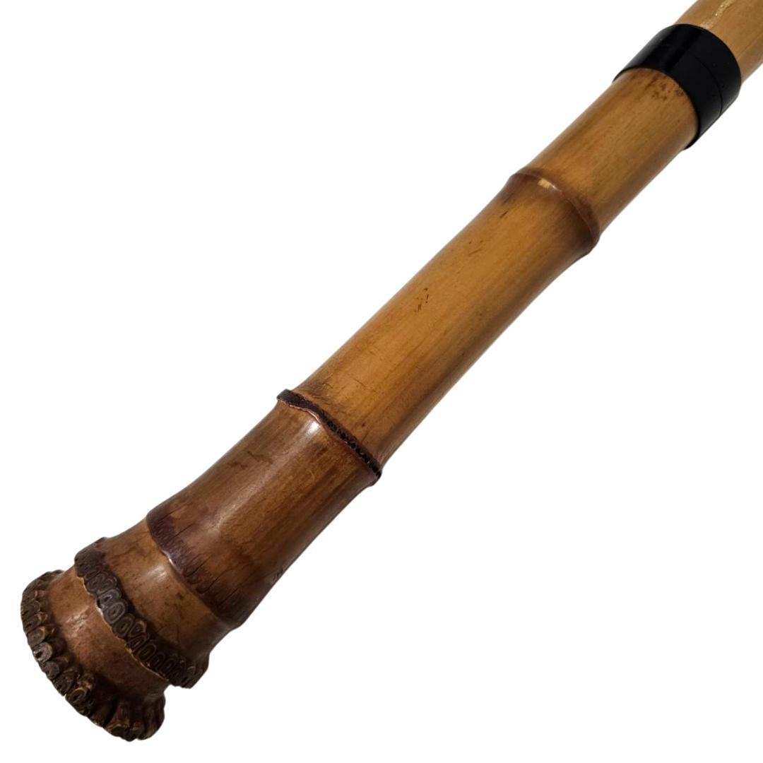 尺八 都山流 1尺8寸 5孔 D調 太管 根付 二分割 和楽器 竹 黒継ぎ輪