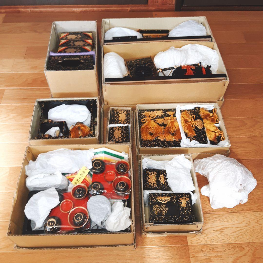 未使用品　高級御雛道具9点セット　35号 木製 雛飾り