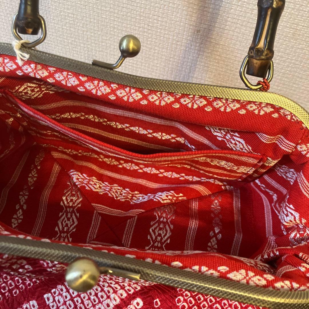 マダムハル　ハンドメイド　絞りの着物リメイク　ちっちゃめがま口バッグ