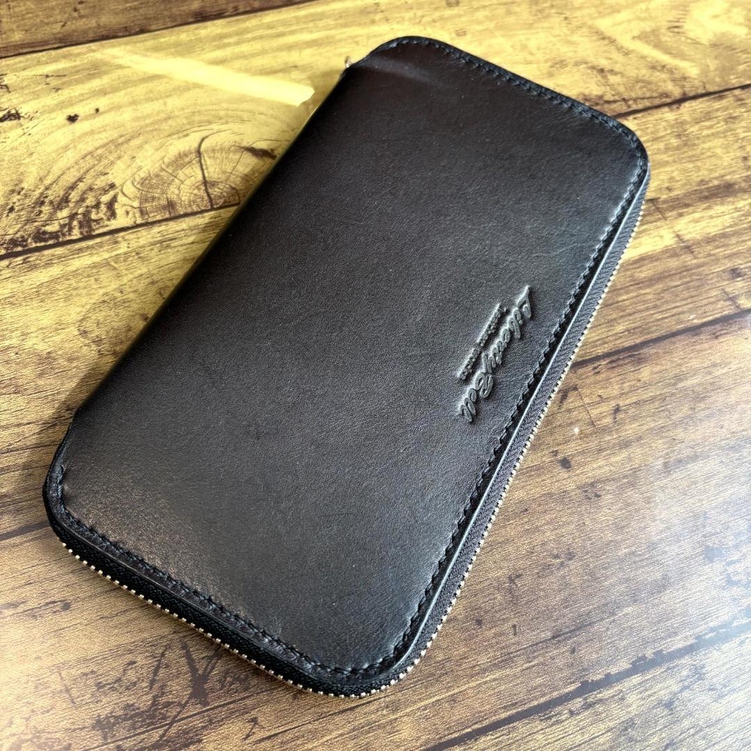 【展示処分品】牛本レザー　ラウンドファスナーウォレット　ブラック