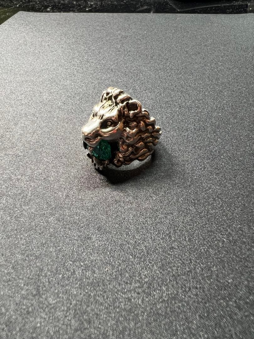 大幅値下げ‼️ GUCCI グッチ ライオンヘッド リング 23号 緑石