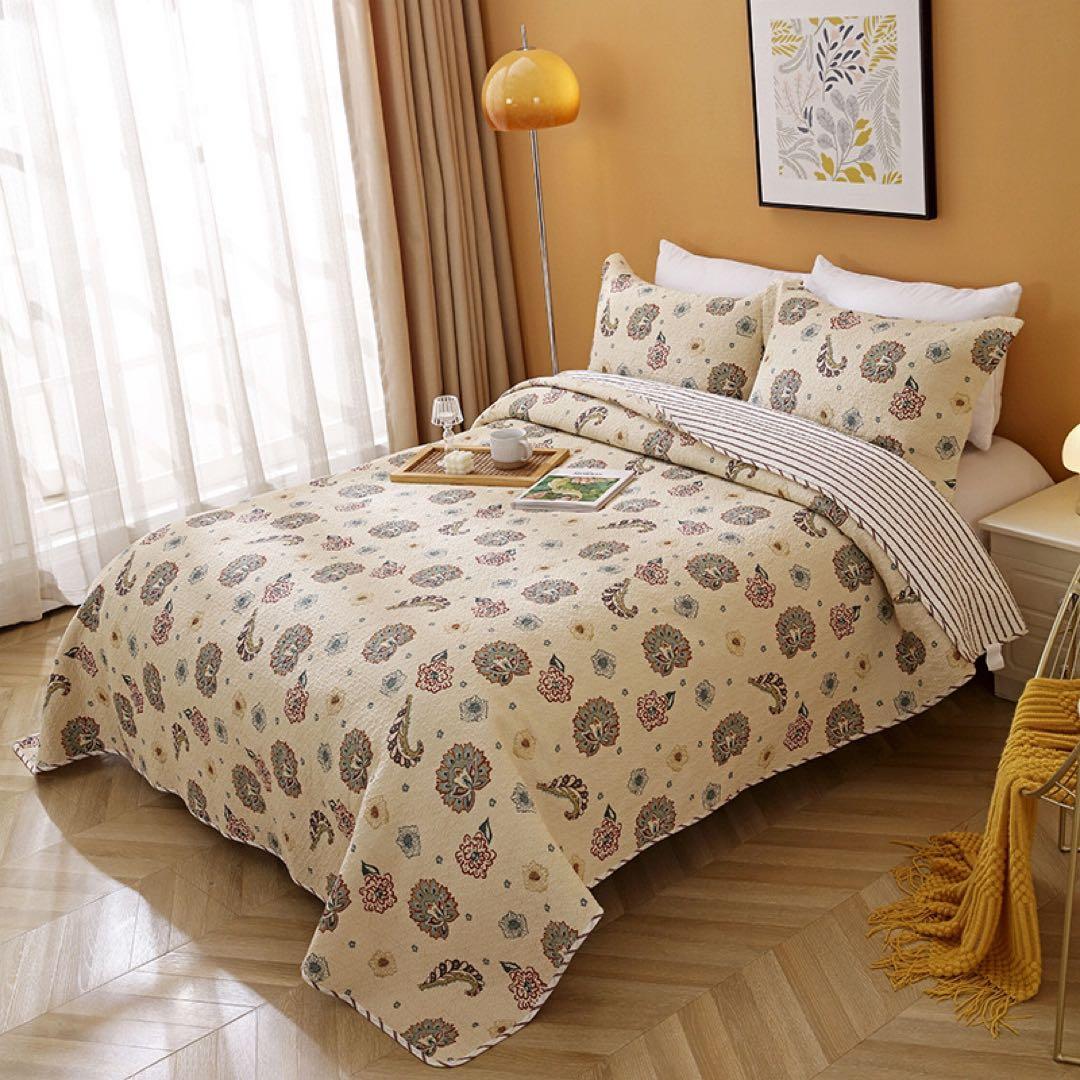 キルトベッドカバー3点セット綿マルチカバー キルティング 819