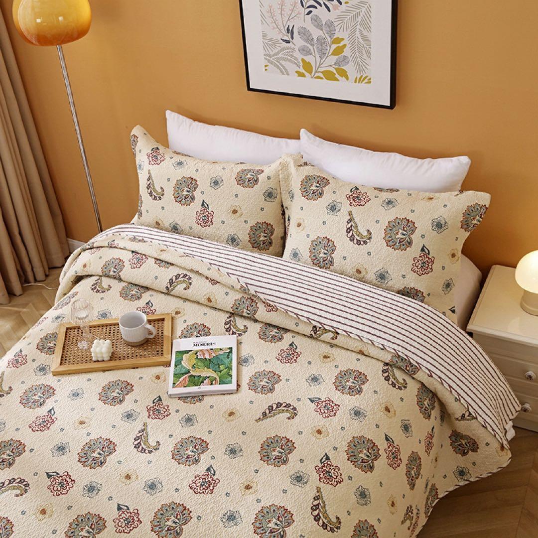 キルトベッドカバー3点セット綿マルチカバー キルティング 819