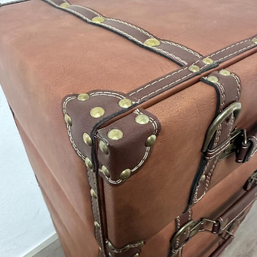 アンティーク調 トランク風 チェスト 5段 ブラウン レトロ 収納　完成品