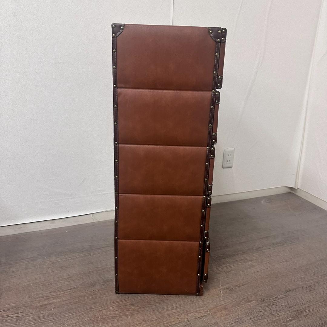 アンティーク調 トランク風 チェスト 5段 ブラウン レトロ 収納　完成品