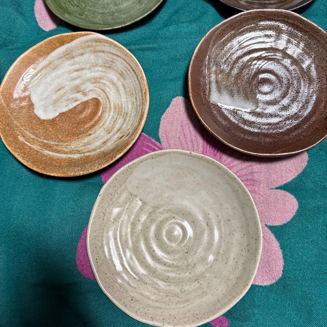 陶器皿 7枚セット 渦巻き模様