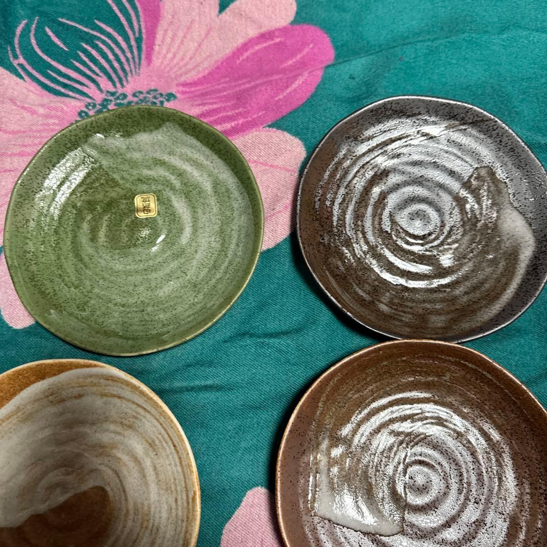 陶器皿 7枚セット 渦巻き模様