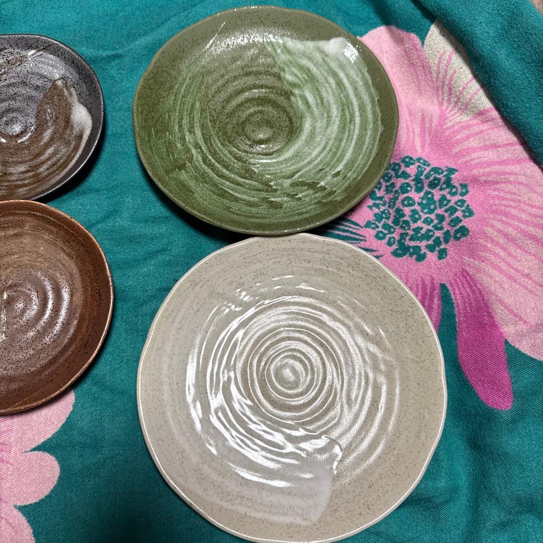 陶器皿 7枚セット 渦巻き模様