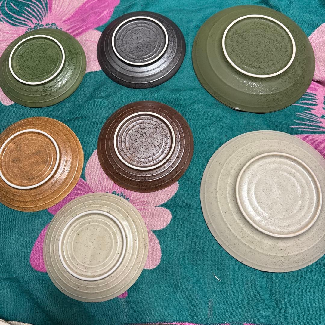 陶器皿 7枚セット 渦巻き模様