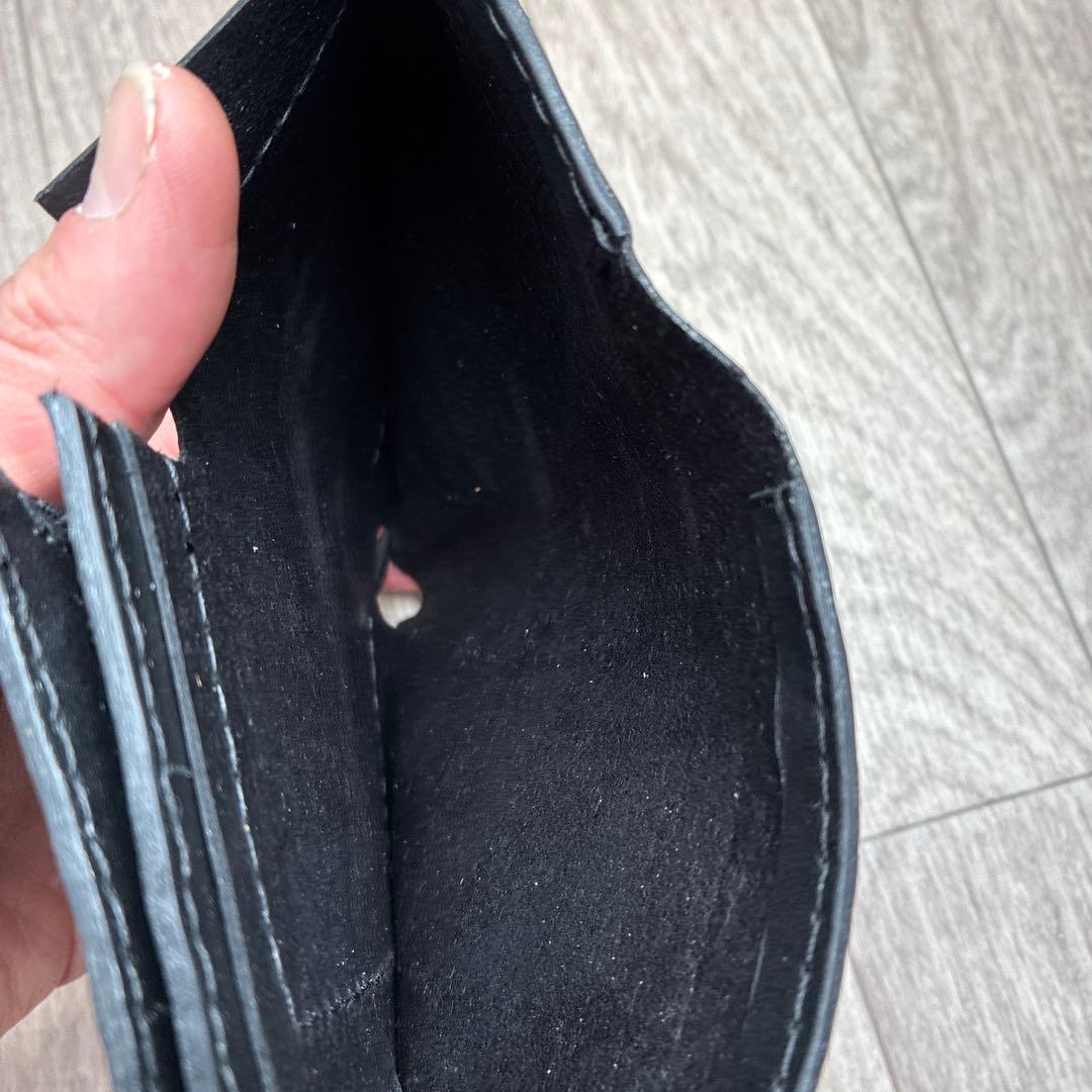 【訳あり安値】トラッカーウォレット　ミドル　真鍮　黒ステッチ　お札を折らずに収納