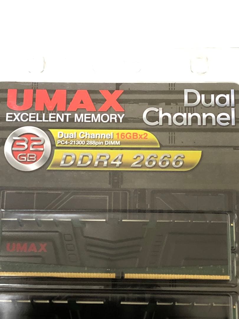 新品未開封 UMAX 32GB (16GB×2) DDR4 2666 メモリ