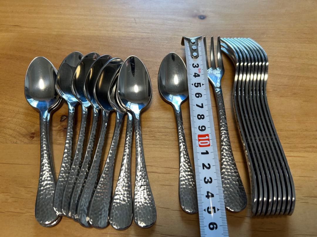 MEPRAイタリア製　ハンマード仕上げカトラリー各10本セット