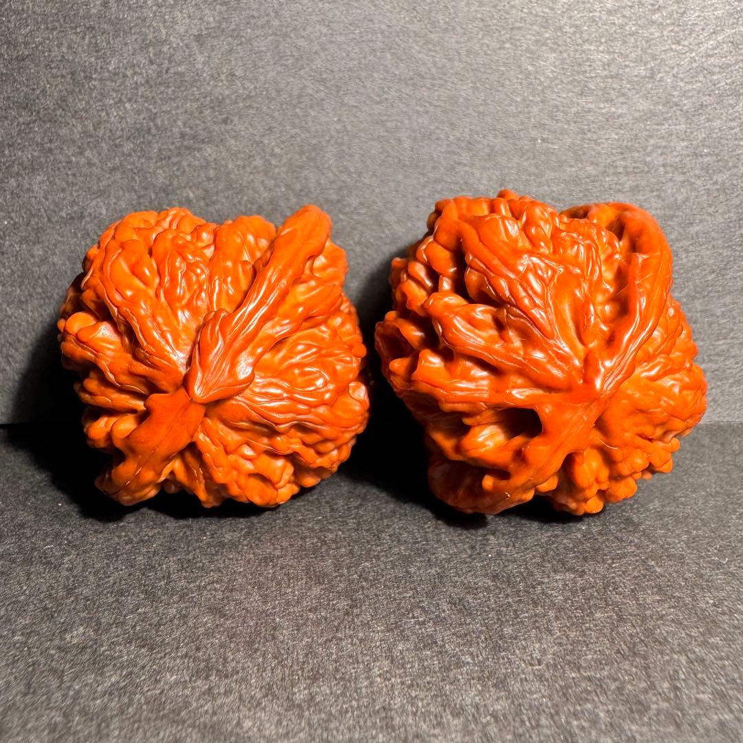 【秘蔵出品】遊びクルミ•白獅子42mm•2年経年変化玉化•ターコイズと金線象嵌