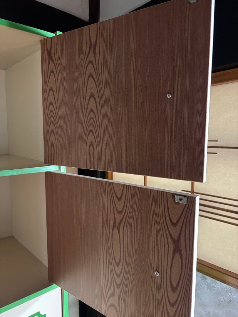 最終処分セール 昭和レトロポップ 5段木製ラック ヴィンテージ グリーンホワイト