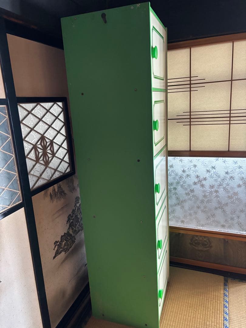 最終処分セール 昭和レトロポップ 5段木製ラック ヴィンテージ グリーンホワイト