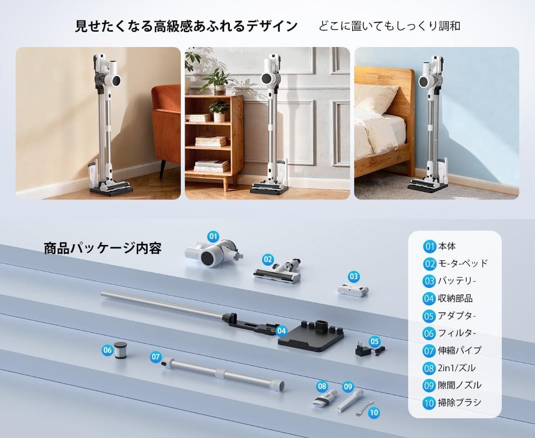 掃除機 コードレス 除菌機能搭載 超強力吸引 サイクロン 12層HEPA濾過