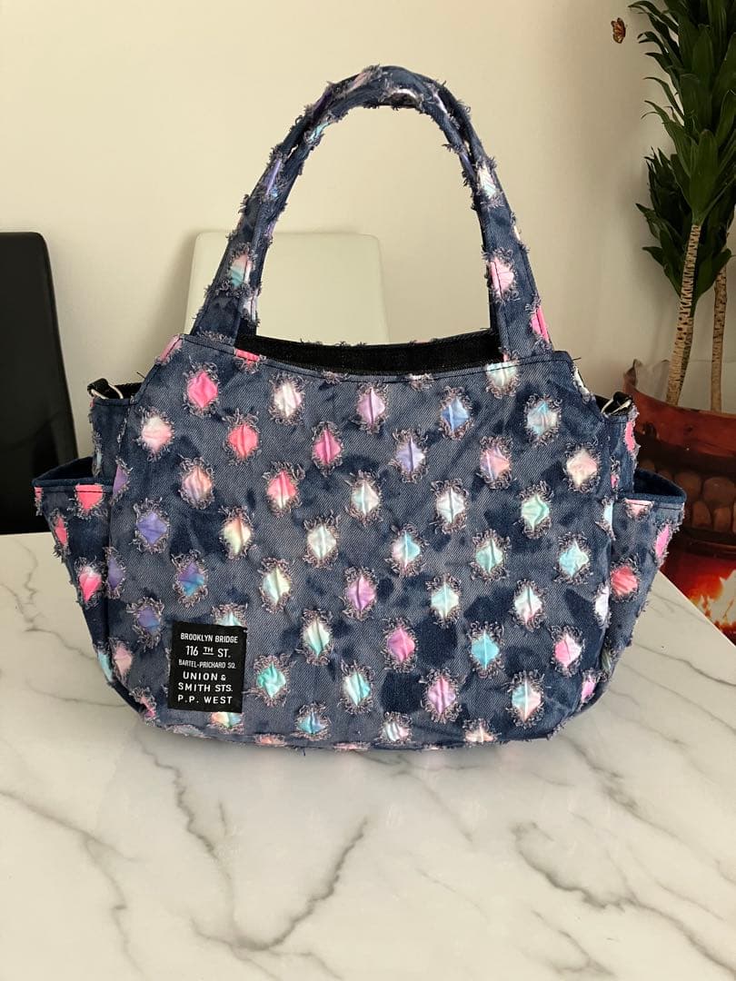 699 はるちゃん★☆大きめデニムリメイクバック　ハンドメイド