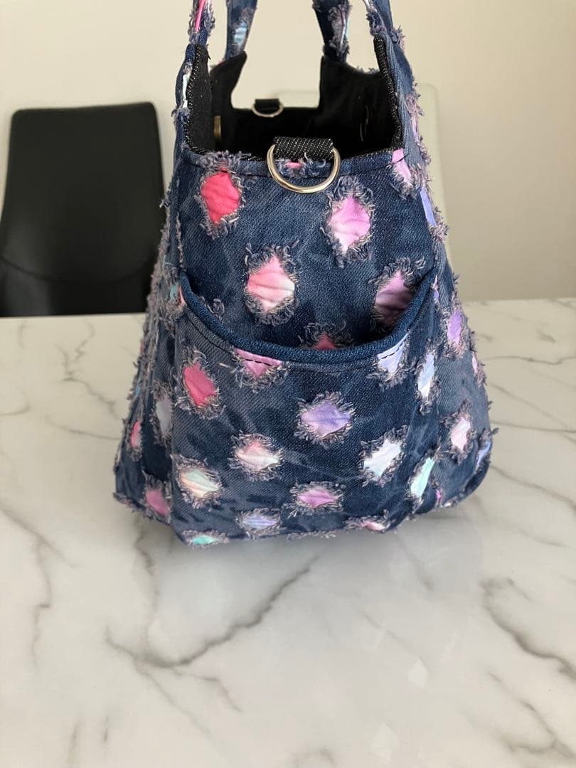 699 はるちゃん★☆大きめデニムリメイクバック　ハンドメイド