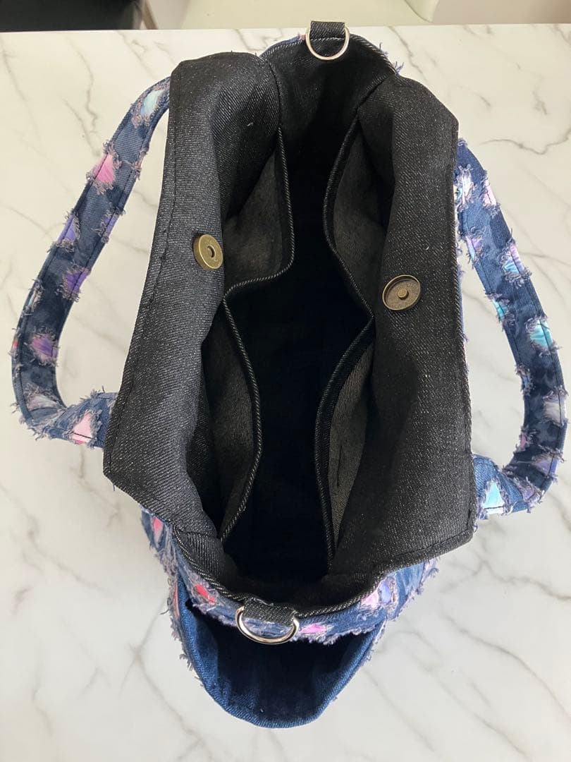 699 はるちゃん★☆大きめデニムリメイクバック　ハンドメイド