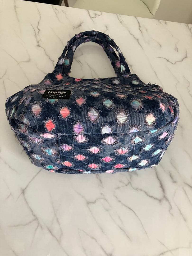 699 はるちゃん★☆大きめデニムリメイクバック　ハンドメイド