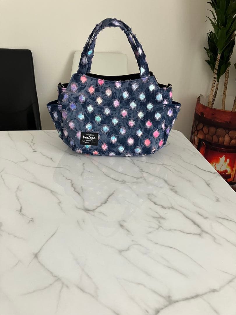 699 はるちゃん★☆大きめデニムリメイクバック　ハンドメイド