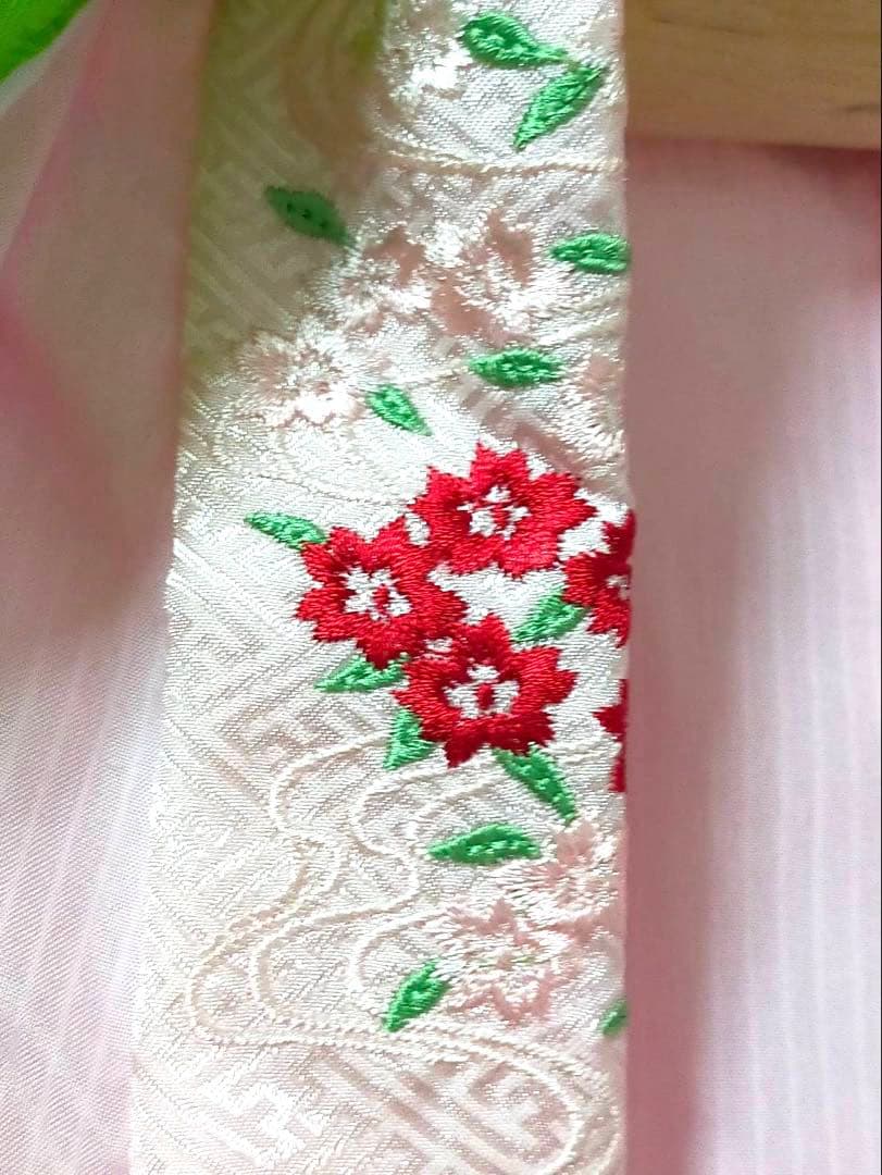□七五三　女児振り袖着物　桜吹雪　手毬　金駒刺繍　襦袢半衿重ね衿付