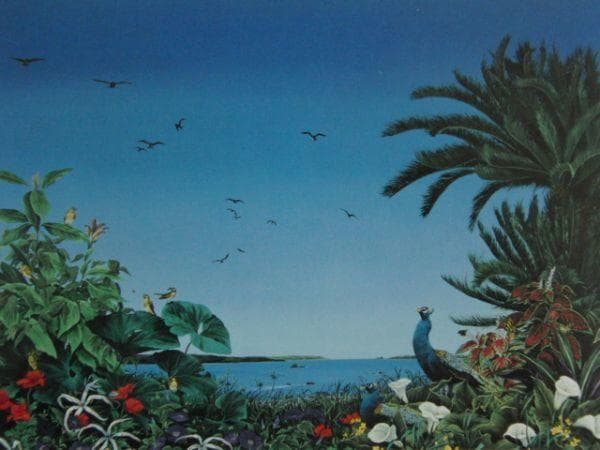 北久美子、夢奏植物園、希少画な集画、状態良好、新品高級額・額装付