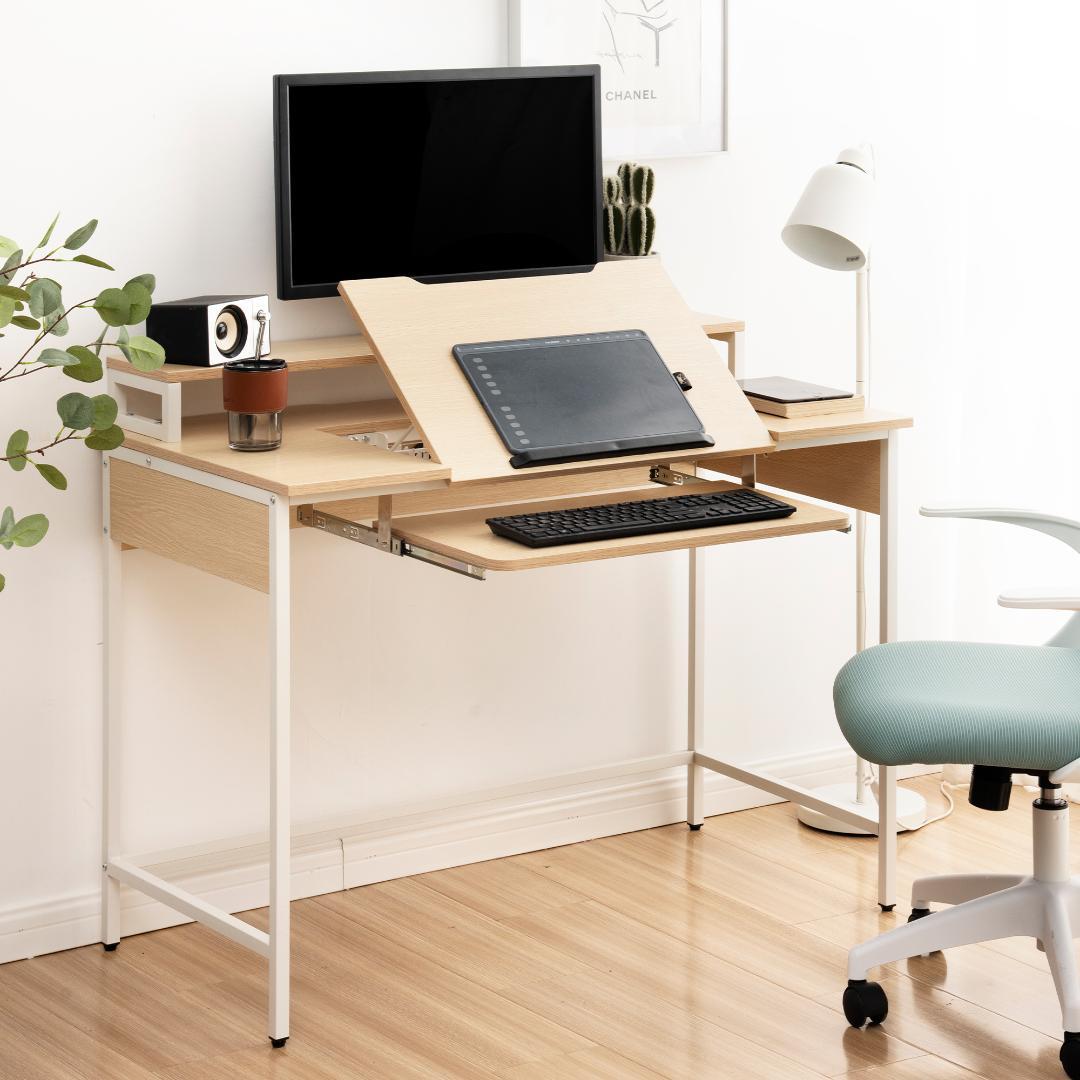 パソコンデスク ハイタイプとロータイプに切り替え可能 多段階調節ホルダー