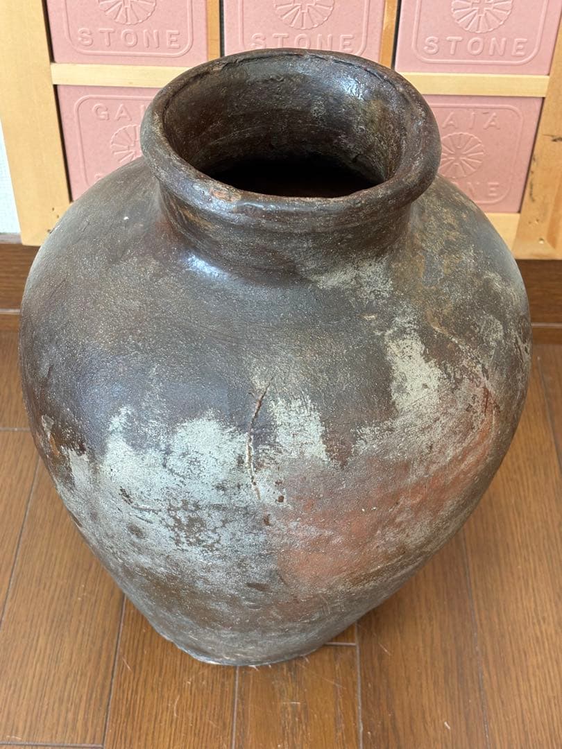 古常滑焼　無釉焼き締め壺　 古美術骨董品　アンティーク花器 時代物
