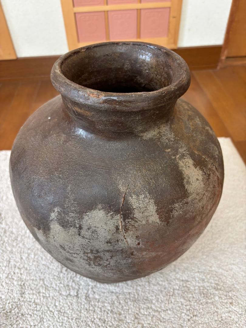 古常滑焼　無釉焼き締め壺　 古美術骨董品　アンティーク花器 時代物