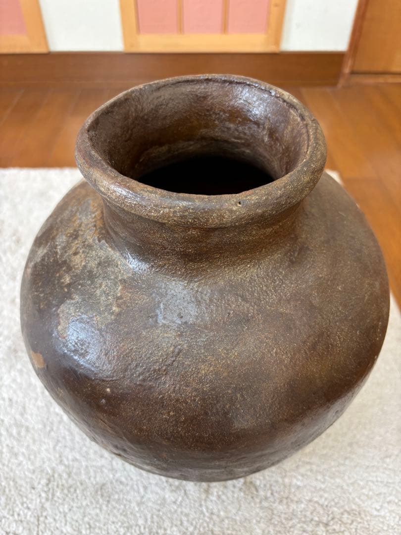 古常滑焼　無釉焼き締め壺　 古美術骨董品　アンティーク花器 時代物