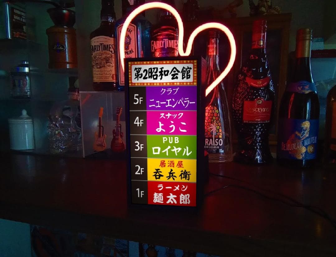 雑居ビル 昭和レトロ ネオン街 ミニチュア 看板 置物 雑貨 LEDライトBOX