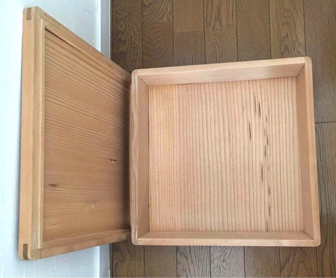 蓋付き◯大きな木箱　約37cm角◯木製古道具　収納　寿司箱　和菓子　折箱　香箱