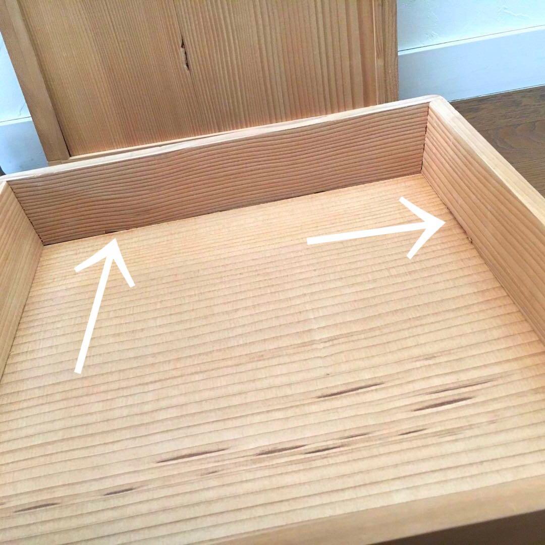 蓋付き◯大きな木箱　約37cm角◯木製古道具　収納　寿司箱　和菓子　折箱　香箱