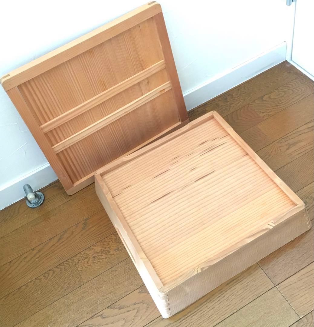 蓋付き◯大きな木箱　約37cm角◯木製古道具　収納　寿司箱　和菓子　折箱　香箱