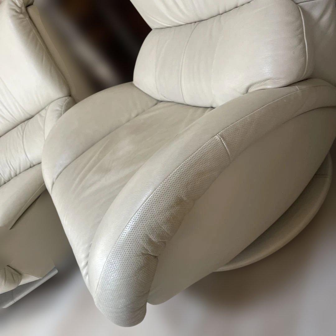 カリモク　ホワイトレザーソファー　1人掛け