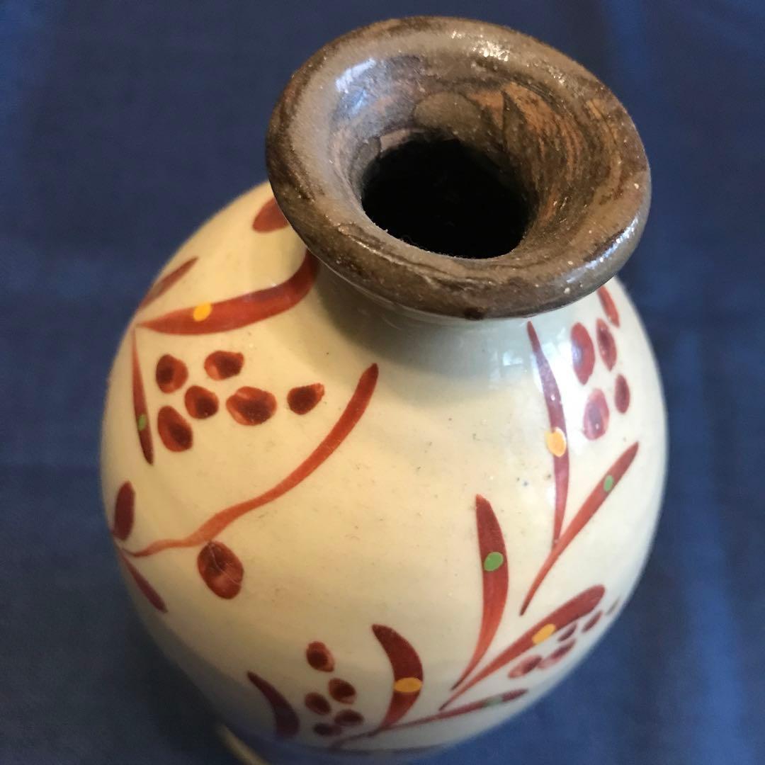 赤絵のやちむんの花瓶　花器　壺　沖縄　ガーデニング　ガーデン雑貨