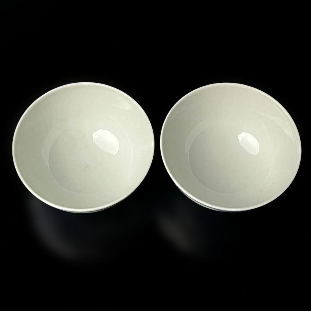 唐物 青花楼閣山水人物紋碗 一対 大清乾隆年製 款 煎茶碗 美術古玩 SH28