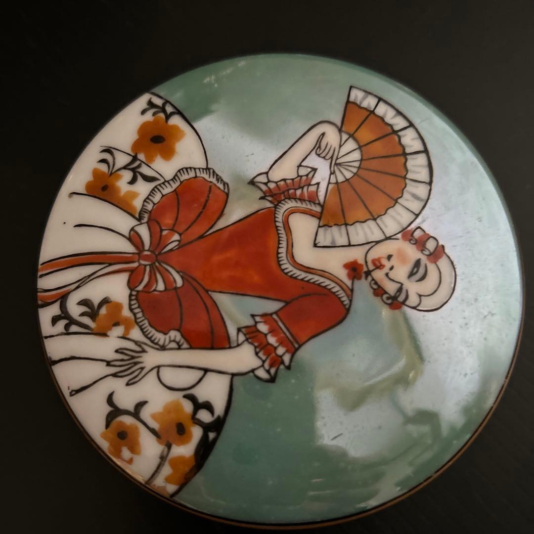 オールドノリタケ　アールデコレディ　 ラスター彩　パフケース