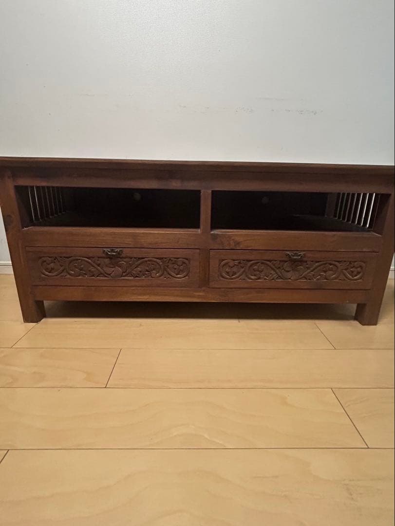 木製彫刻入りテレビ台　アジアンテイストボード　アジアン雑貨　木製テレビボード