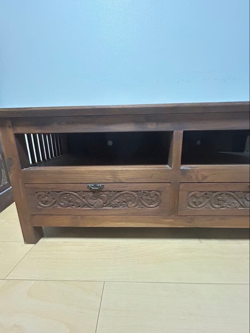 木製彫刻入りテレビ台　アジアンテイストボード　アジアン雑貨　木製テレビボード
