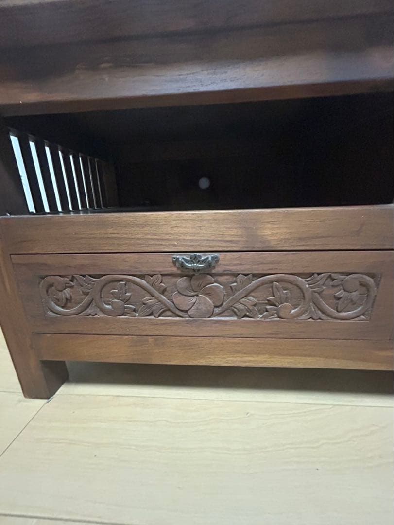 木製彫刻入りテレビ台　アジアンテイストボード　アジアン雑貨　木製テレビボード